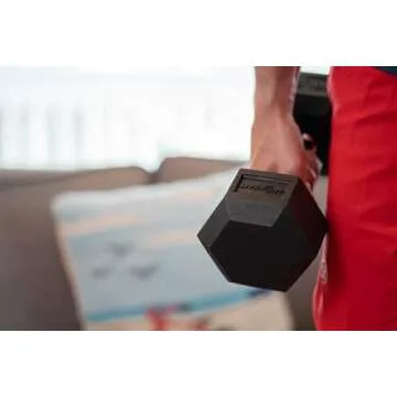 Living.Fit - Pair of Rubber Encased Exercise & Fitness Hex Dumbbell Hand Weights. 90 LB Dumbbell Sets for Strength Workouts