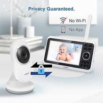 VTech VM350 Baby Monitor, 5" Screen, 1000ft Long Range, Night Vision, 2-Way Talk, Lullabies, Secured Transmission No WiFi