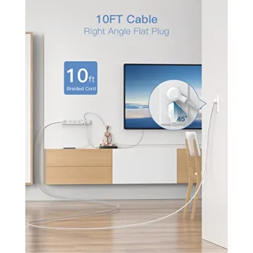 10 ft Extension Cord with Power Strip Surge Protection