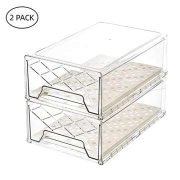 BuonHucs Pantry Organization and Storage, Refrigerator Organizer Bins, Fridge Pull-Out Drawer Contai...