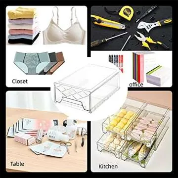 BuonHucs Pantry Organization and Storage, Refrigerator Organizer Bins, Fridge Pull-Out Drawer Containers, Stackable Storage Bins for Kitchen, Cabinet, Closet, Bathroom (2 PACK, 12.6"L x 8"W x 4.4"H)