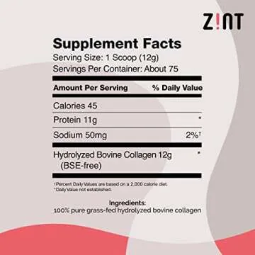 Zint Collagen Peptides Powder (32 oz): Anti Aging Hydrolyzed Collagen Protein Powder Beauty Supplement - Skin, Hair, Nails