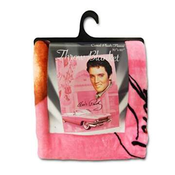 Midsouth Products Elvis Throw Blanket 50" X 60" - Pink with Guitars