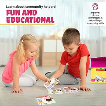 Kids Story Cards Sequence Game Large Storytelling and Sequencing Cards. Community Helper Stories for Sentence Building Educational Picture Card Games