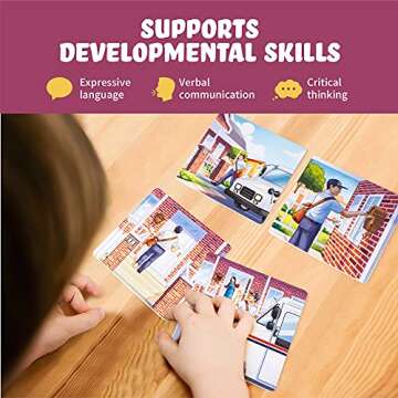 Kids Story Cards Sequence Game Large Storytelling and Sequencing Cards. Community Helper Stories for Sentence Building Educational Picture Card Games