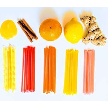Homestead Flavored Honey Sticks (50 Pack) - 5 Flavors Include Clover, Cinnamon, Orange, Lemon, Ginger - Pure American Honey Sticks with Essential Oils for Taste - Honey Sticks for Tea - Tea Sticks