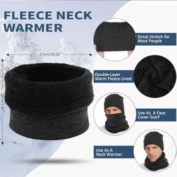 Winter Beanie Hat Scarf Touchscreen Gloves Set for Men and Women, Beanie Gloves Neck Warmer Set with Warm Knit Fleece Lined Dark Gray