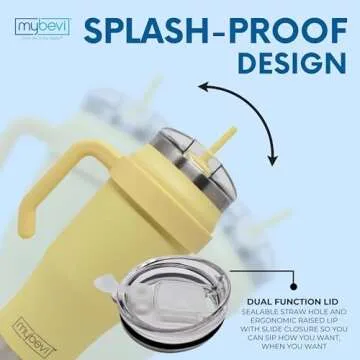 MyBevi Outlander Premium Stainless Steel Travel Mug - Hot/Cold, 3-Layer Insulation, Sturdy Handle - Durable & Stylish On-the-Go Companion - 32 Oz (Butter)