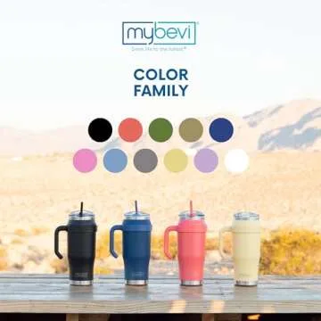 MyBevi Outlander Premium Stainless Steel Travel Mug - Hot/Cold, 3-Layer Insulation, Sturdy Handle - Durable & Stylish On-the-Go Companion - 32 Oz (Butter)