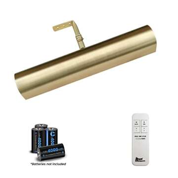 Royal Designs, Inc. Cordless Remote Control LED Picture Light, Dimmable with Timer Function, Brushed Satin Brass, 10.75 inch