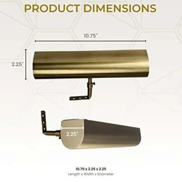 Royal Designs, Inc. Cordless Remote Control LED Picture Light, Dimmable with Timer Function, Brushed Satin Brass, 10.75 inch