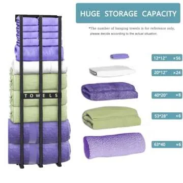 Mulyric Towel Rack for Bathroom, Wall Mounted Towel Storage, Metal Towel Organizer, Black Bathroom Towel Storage, 29.5 Inch Towel Holder Can Holds 6-7 Large Towels for Bathoom/Camper/RV/Dorm