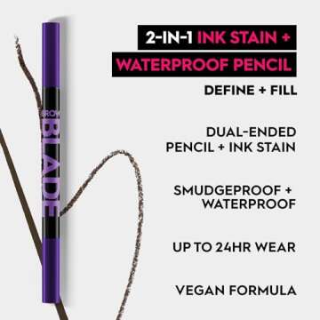 Urban Decay Brow Blade 2-in-1 Eyebrow Pen & Waterproof Pencil (Dark Drapes - Dark Brown), Smudge-proof, Transfer-resistant, Ink Stain & Creamy Brow Pencil, Vegan, Cruelty-free - 0.01 oz