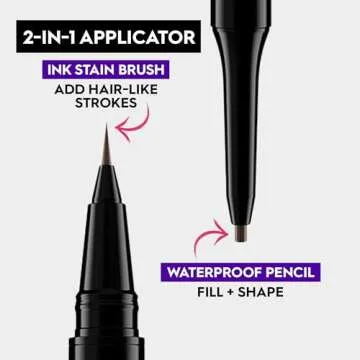 Urban Decay Brow Blade 2-in-1 Eyebrow Pen & Waterproof Pencil (Dark Drapes - Dark Brown), Smudge-proof, Transfer-resistant, Ink Stain & Creamy Brow Pencil, Vegan, Cruelty-free - 0.01 oz