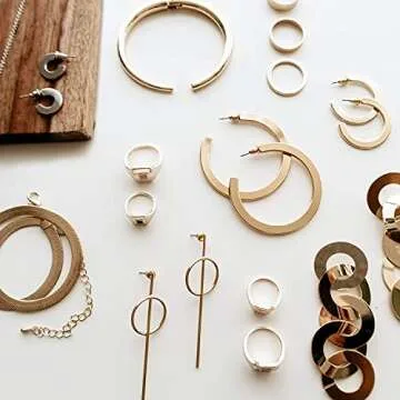 PAVOI 14K Yellow Gold Hoop Earrings for Women - 4mm Flat Thick Infinity Gold Hoops - Gold Plated Loop - Lightweight Set