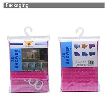 LshyMn EVA Shower Curtain Liner 3D Water Cube Clear Bathroom Clear Shower Liner for Shower Stall 71x71 Inches with Hooks (Pink Purple)