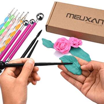 Meuxan 13 Piece Ball Stylus Dotting Tools for Rock Painting, Clay Pottery Modeling Design
