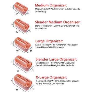 LEXSION Felt Purse Insert Handbag Organizer Bag in Bag Organizer with Zipper Wallet Bag Bottle Holde...