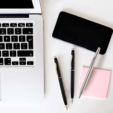 ChaoQ Ballpoint Pens, 6pcs Black Ink Medium Point 1.0 mm Stainless Steel Ballpoint Pens, for Gift Pens, School, Business, Office, Women&Men - Silver