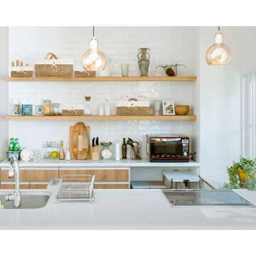 Americanflat Natural Hand-Woven Set of 5 Seagrass Storage Baskets with Removable Linen Liners - Nesting Storage Baskets with Linen Liners - Home Organizer Baskets - Natural Seagrass - Eco-Friendly