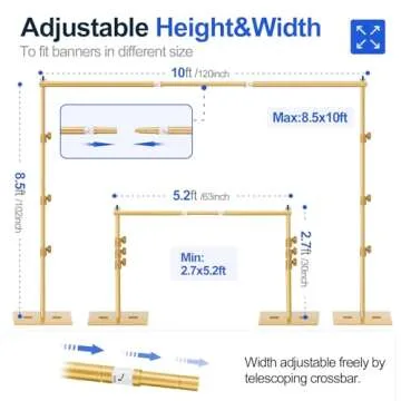 EMART Heavy Duty Backdrop Stand 8.5x10ft(HxW) Adjustable Background Support System Kit with Steel Ba...
