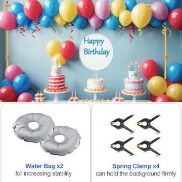 EMART Heavy Duty Backdrop Stand 8.5x10ft(HxW) Adjustable Background Support System Kit with Steel Base for Photography, Photo Backdrop Stand for Parties Birthday Video Studio - Gold