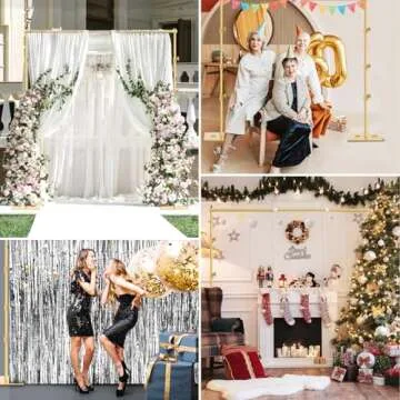 EMART Heavy Duty Backdrop Stand 8.5x10ft(HxW) Adjustable Background Support System Kit with Steel Base for Photography, Photo Backdrop Stand for Parties Birthday Video Studio - Gold