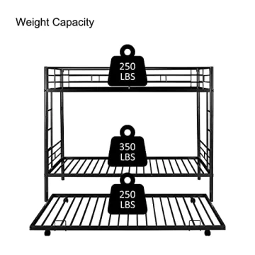 Heavy Duty CALABASH Twin Over Twin Metal Bunk Bed with Trundle