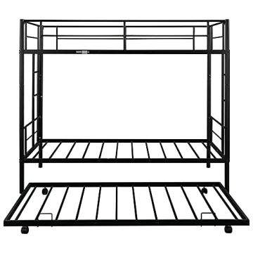 Heavy Duty CALABASH Twin Over Twin Metal Bunk Bed with Trundle