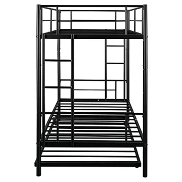 Heavy Duty CALABASH Twin Over Twin Metal Bunk Bed with Trundle