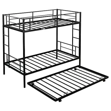 Heavy Duty CALABASH Twin Over Twin Metal Bunk Bed with Trundle