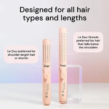 L'ANGE HAIR Le Duo Standard 360° Airflow Styler | 2-in-1 Curling Wand & Titanium Flat Iron Hair Straightener | Professional Hair Curler with Cooling Air Vents | Dual Voltage & Adjustable Temp (Blush)