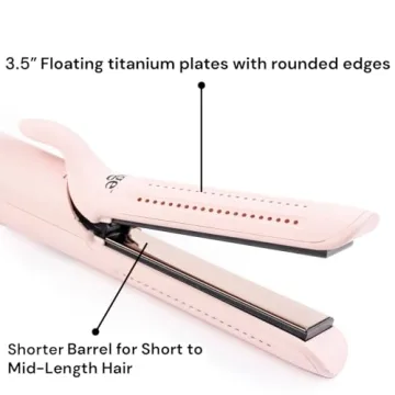 L'ANGE HAIR Le Duo Standard 360° Airflow Styler | 2-in-1 Curling Wand & Titanium Flat Iron Hair Straightener | Professional Hair Curler with Cooling Air Vents | Dual Voltage & Adjustable Temp (Blush)