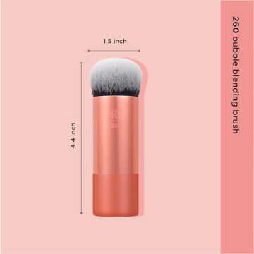 Real Techniques Bubble Blending Makeup Brush, Multipurpose Foundation Brush For Liquid, Cream, & Powder Products, Unique Round Brush Head, Synthetic Bristles, Vegan & Cruelty Free, 1 Count