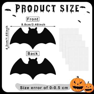 Geyee 100 Pcs Bat Cutouts Halloween Bat Single Color Cutouts Realistic Black Bat Paper Cutout for Ha...