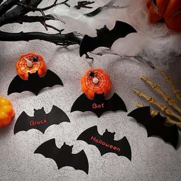 Geyee 100 Pcs Bat Cutouts Halloween Bat Single Color Cutouts Realistic Black Bat Paper Cutout for Halloween Classroom Bulletin Board Wall Decor Halloween Craft Projects Party Supplies