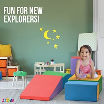 Climb and Crawl Activity Play Set - Climbing Foam Shape Toy for Toddlers 5 Piece Soft Zone Climbing Blocks, Safe Indoor Crawling Gym Equipment for Toddler, Infant, Baby Waterproof and Easy to Clean