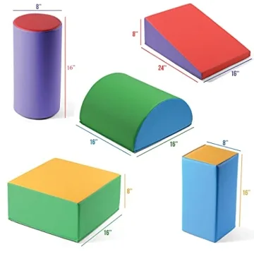 Climb and Crawl Activity Play Set - Climbing Foam Shape Toy for Toddlers 5 Piece Soft Zone Climbing Blocks, Safe Indoor Crawling Gym Equipment for Toddler, Infant, Baby Waterproof and Easy to Clean