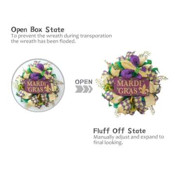 Colorful Mardi Gras Wreath for Front Door Decor