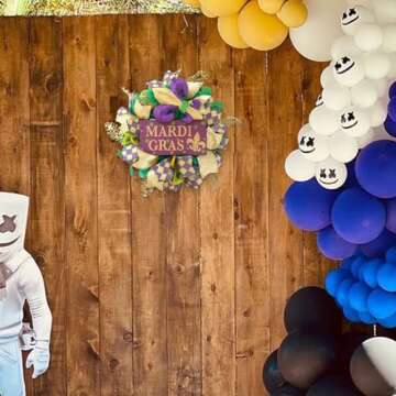 Colorful Mardi Gras Wreath for Front Door Decor