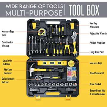 108 Piece Tool Set for Home Repair Tasks and Craftsmen