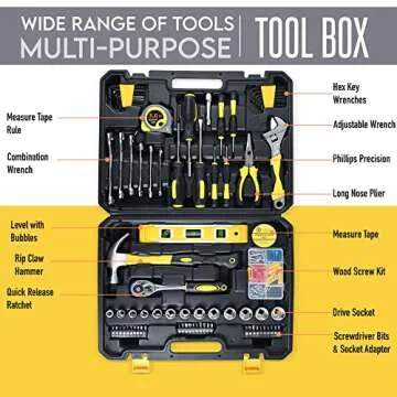 108 Piece Tool Set for Home Repair Tasks and Craftsmen