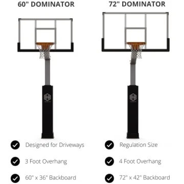 Dominator Adjustable Basketball Hoop 72" Backboard Quality Performance