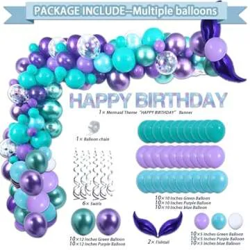 UJoyant 299 Pcs Mermaid Birthday Decorations, Mermaid Party Decorations Kit - Disposable Dinnerware Set with 25 Guests, Backdrop, Balloon, Banner, Tablecloth, Knives, Forks, Spoons, CakeTopper