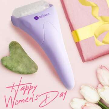 BAIMEI Cryotherapy Ice Roller and Gua Sha Facial Tools Reduces Puffiness Migraine Pain Relief, Skin Care Tools for Face Massager Self Care Gift for Men Women - Purple