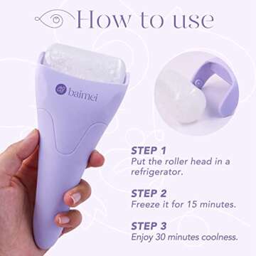 BAIMEI Cryotherapy Ice Roller and Gua Sha Facial Tools Reduces Puffiness Migraine Pain Relief, Skin Care Tools for Face Massager Self Care Gift for Men Women - Purple