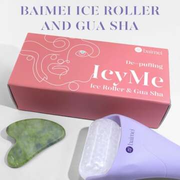 BAIMEI Cryotherapy Ice Roller and Gua Sha Facial Tools Reduces Puffiness Migraine Pain Relief, Skin Care Tools for Face Massager Self Care Gift for Men Women - Purple