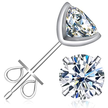 Inf.Story Moissanite Stud Earrings, 0.6ct-4ct D Color Brilliant Round Cut 925 Sterling Silver Fricti...