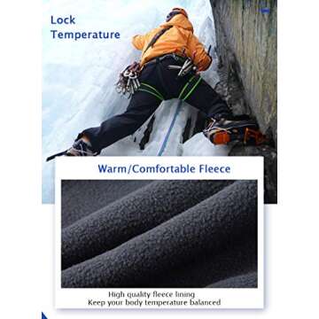 Gash Hao Men's Snow Ski Waterproof Softshell Snowboard Pants Outdoor Hiking Fleece Lined Zipper Bott...