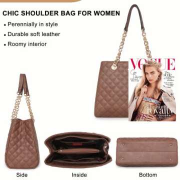 Montana West Quilted Tote Bag for Women with Chain Strap